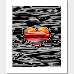 Sunset Heart and Slow Waves Posters and Art